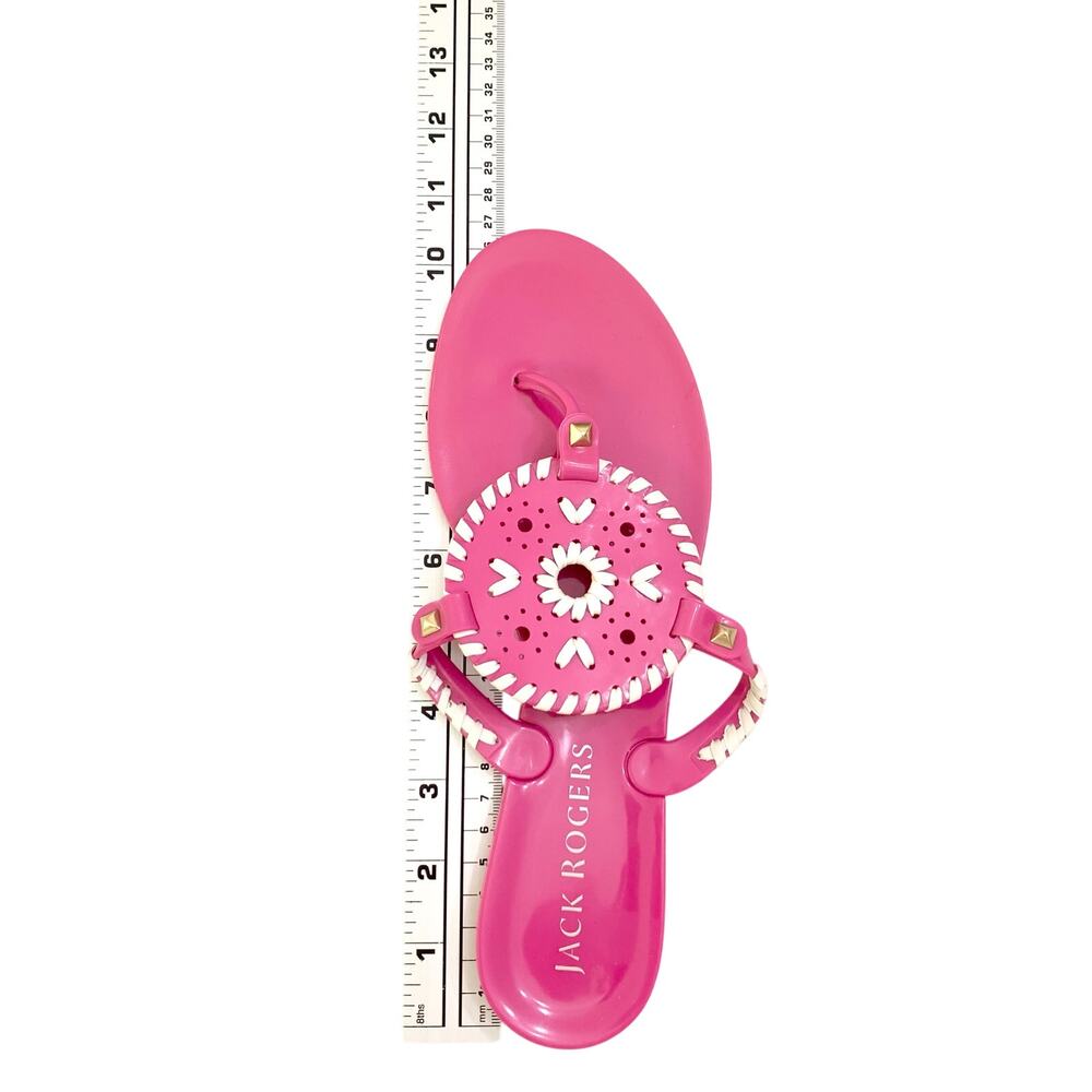 Jack Rogers NWOT Womens Georgica Jelly Sandals Size 9 Bright Pink & White Beachy - Picture 7 of 13